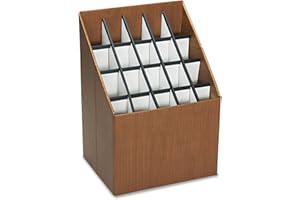 Safco Products 3081 Vertical Roll File, 20 Compartment, Wood Grain Walnut Finish, Corrugated Fiberboard Construction, 2.75" Compartment Diameter. Sleek Lightweight Storage and Organization