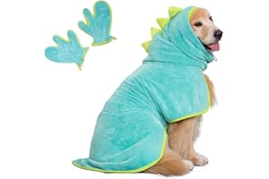 Pawyee Super Soft Fast-Drying Dog Towel Set for Cold Weather, Beach, Pool - Adjustable Microfiber Bath Robe with Drying Glove