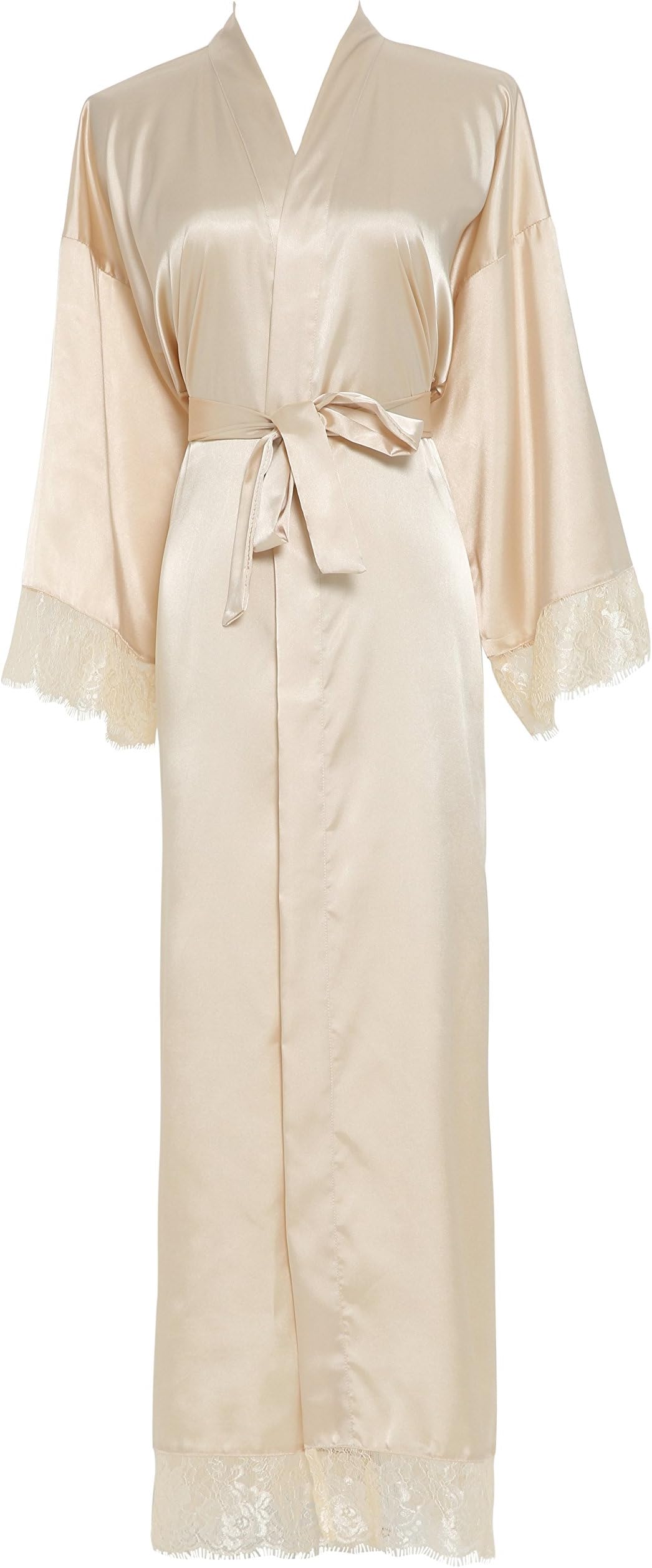 owiter Women's Kimono Robe Long Lace Trim Bridesmaid Robes Bridal Robe…