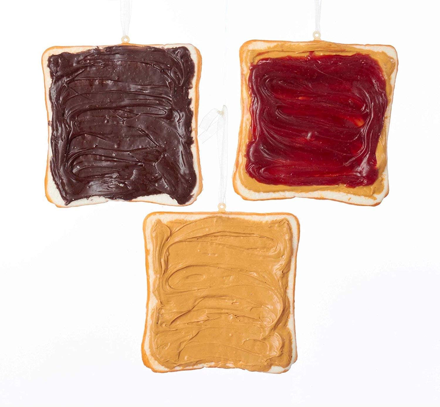 Amazon Co Jp Kurt Adler スライストーストオーナメント 3種類の詰め合わせ ピーナッツバター ピーナッツバター ゼリー チョコレートスプレッド ホーム キッチン