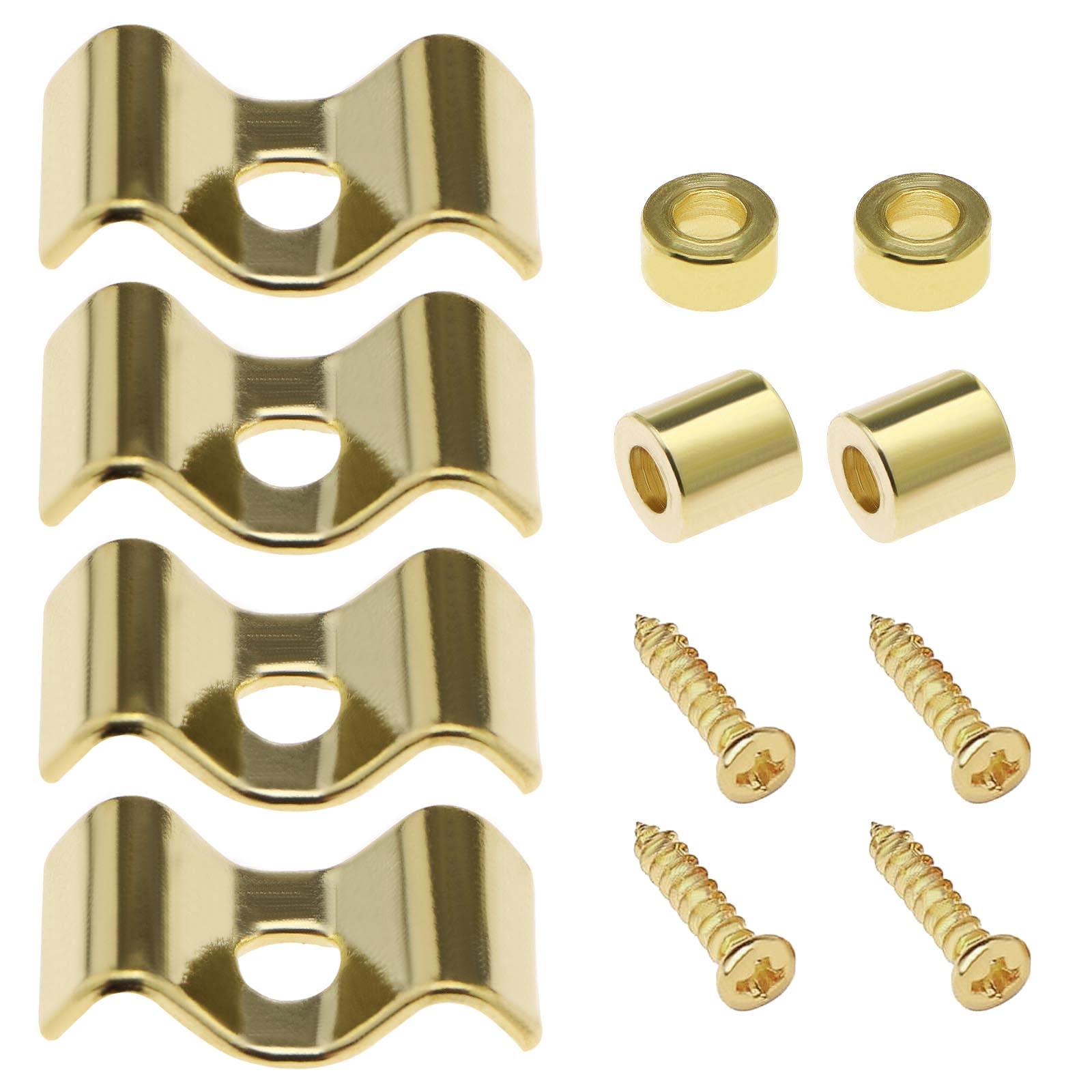 YINETTECH 4pcs Guitar Roller String Tree Retainers Zinc Alloy with Mounting Screw Accessory Electric Guitar Bass Retainer Compatible with ST SQ Strat Tele Gold