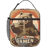 SIUKUS Insulated Lunch Box for Kids Boys Girls, Reusable Lunch Bag for School, Office, Picnic, Work, Travel, Bear Eat Ramen Theme Lunch Box
