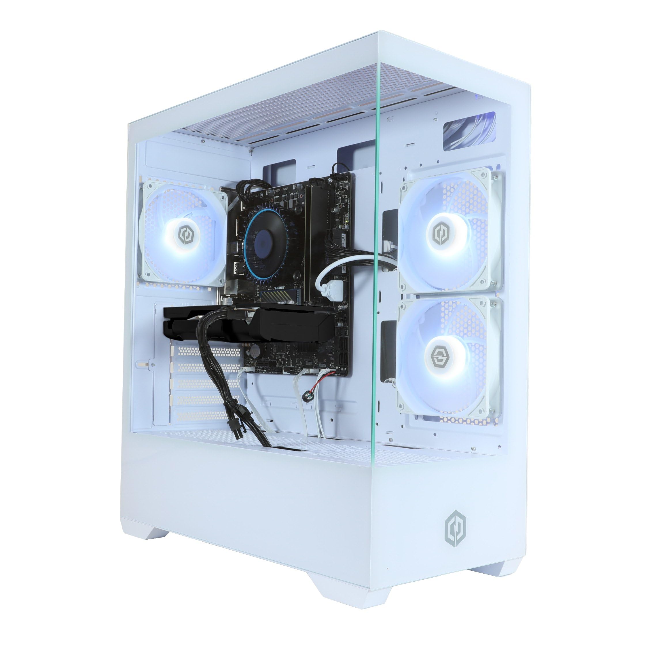 Cyberpowerpc Wyvern Gaming Pc White Case With Rgb Lighting And Tempered Glass Panels
