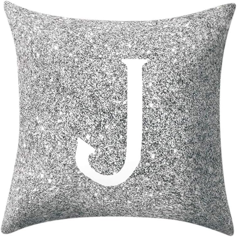 Eaylis 45x45cm Minimalist Alphabet Letter Print Throw Pillow Cases, Soft Grey Cushion Cover For Sofa Bed Car Home Decor