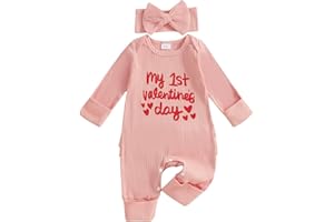 citgeett My First Valentines Day Baby Girl Outfit Long Sleeve Romper Jumpsuit Winter Spring Newborn Girl Outfits Clothes