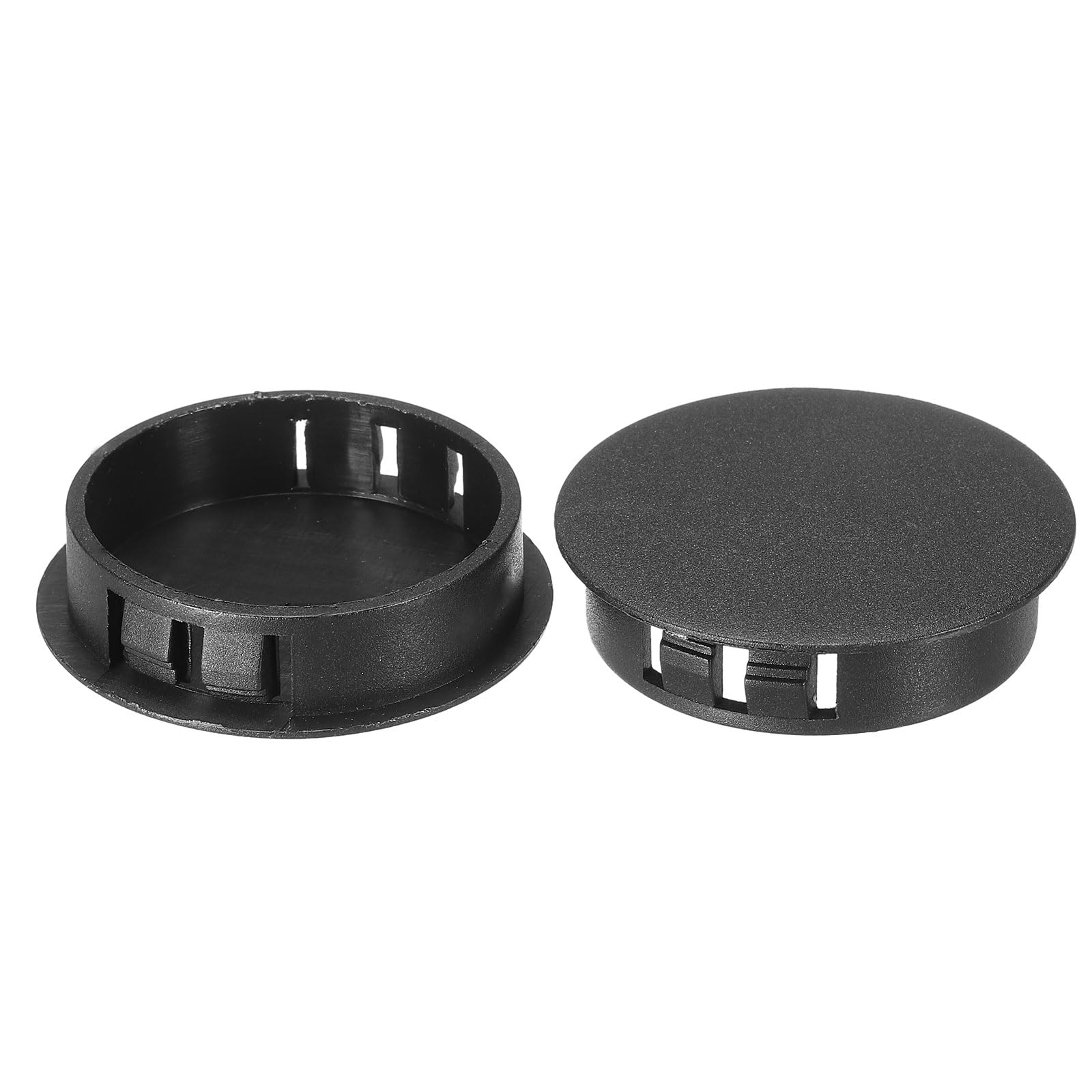 PATIKIL 40mm (1.6") Plastic Hole Plugs, 20Pcs Flush Type Round Hole Plugs Cover Snap in Locking Hole Tube for Table Kitchen Cabinet Furniture, Black