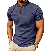Sailwind Mens Henley Shirts Short Sleeve Summer Casual Classic Cotton T Shirts Pocket Button Shirt