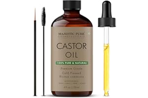 Majestic Pure USDA Organic Castor Oil - 100% Pure & Natural - Premium Grade, Cold Pressed, Hexane Free - Hair, Eyelashes, Eyebrows, Nails - Moisturizing & Nourishing - 4 Fl Oz