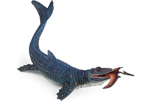 SIENON Jurassic Mosasaurus Dinosaur Toy Figure 11.4’’, Mosasaurus Hunting for Pterosaur Model Dino Figurines, Large Plastic Ocean Dinosaur Playset for Bath Pool Toy Cake Topper (Pterosaur Included)