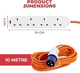 GADLANE Camping Electric Hook Up Cable 10M 4 Gang 16A 240V High Visibility view 3