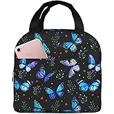 Butterflies lunch box lunch bag Portable Insulated Lunch Box for Women Men Cooler Tote Bag with Front Pocket for Work Picnic Travel