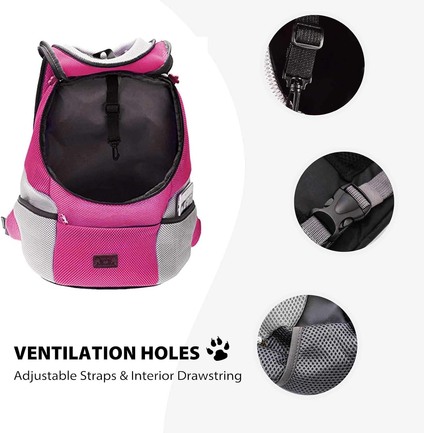 PETCUTE Breathable Pet Carrier Backpack for Small Dogs Cat Up to 6.8KG,Hands-Free Pet Travel Bag with Head-Out Design and Waterproof Bottom,Adjustable Cat Backpack for Hiking & Travel,Pink,L - Image 4