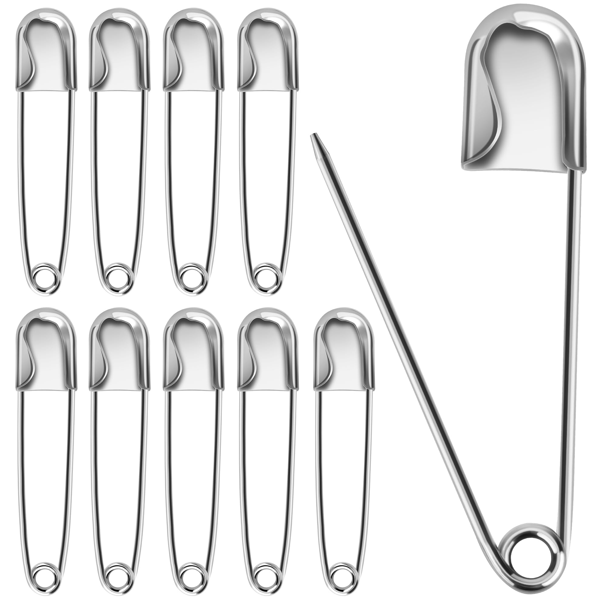 5 Inch Large Safety Pins, 10 PCS Stainless Steel Huge Strong XL Laundry Pins for Blankets, Heavy Laundry, Upholstery