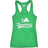 Funny St. Patrick’s Day Tank Top for Women – I Love Shenanigans Shamrock Racerback – Irish Festival Party Outfit