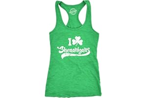 CRAZY DOG T-SHIRTS Funny St. Patrick’s Day Tank Top for Women – I Love Shenanigans Shamrock Racerback – Irish Festival Party Outfit
