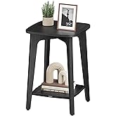 VASAGLE MAEZO Collection - Side Table, 2-Tier Small Square End Table, Nightstand with Tapered Legs, Curved Transitions, for Small Spaces, Living Room, Bedroom, Charcoal Gray ULET236B01