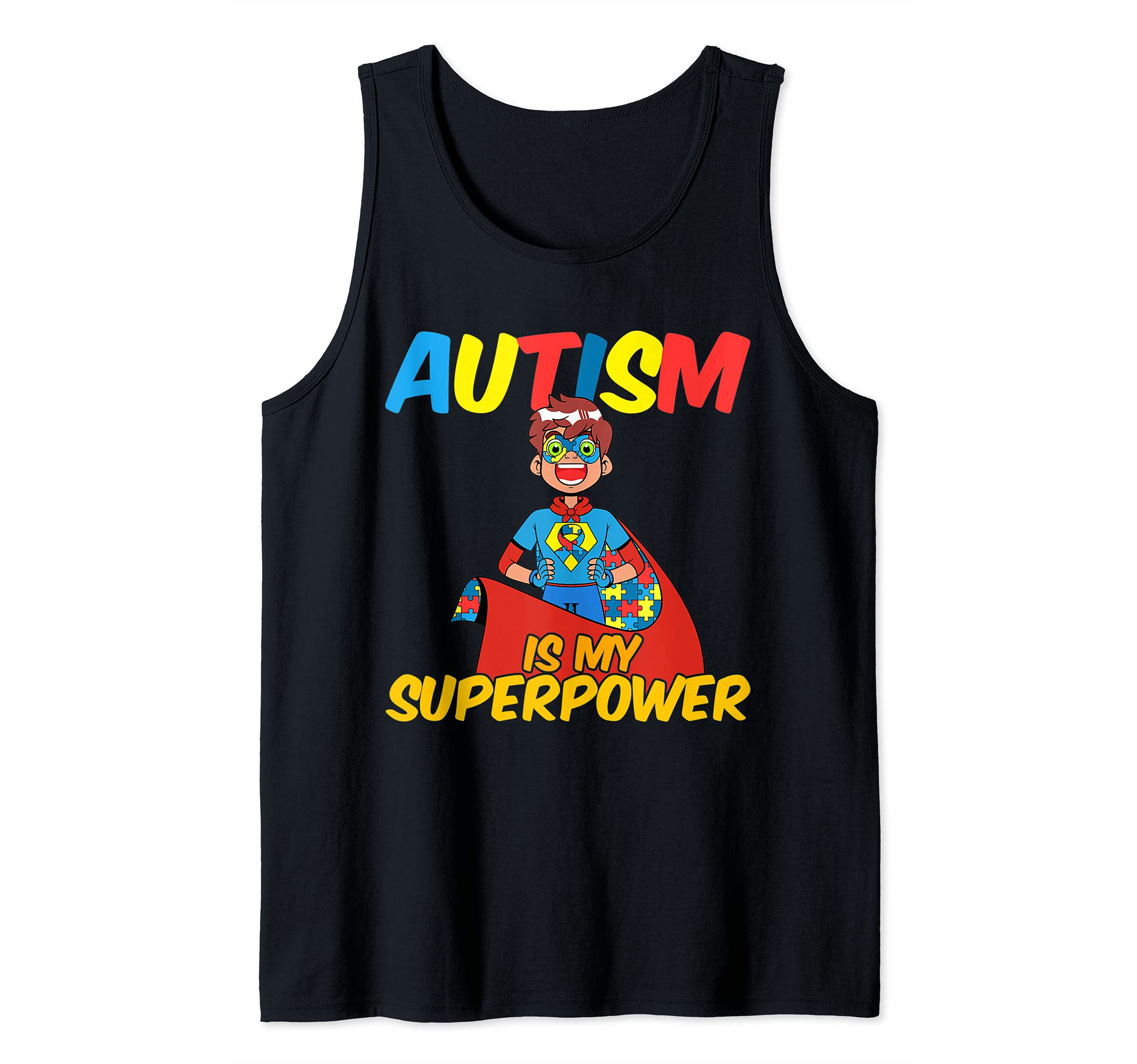 Autism My Superpower Autism Superhero Asperger Awareness Tank Top