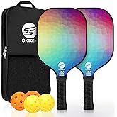 SS OXIKEN Pickleball Paddles Set of 2, USAPA Approved Carbon Fiber Pickle Ball Paddle (CHS) Polypropylene Honeycomb Core, Anti Slip Sweat Absorbing Grip, 2 Outdoor Pickleball, 2 Indoor Pickleball, Bag