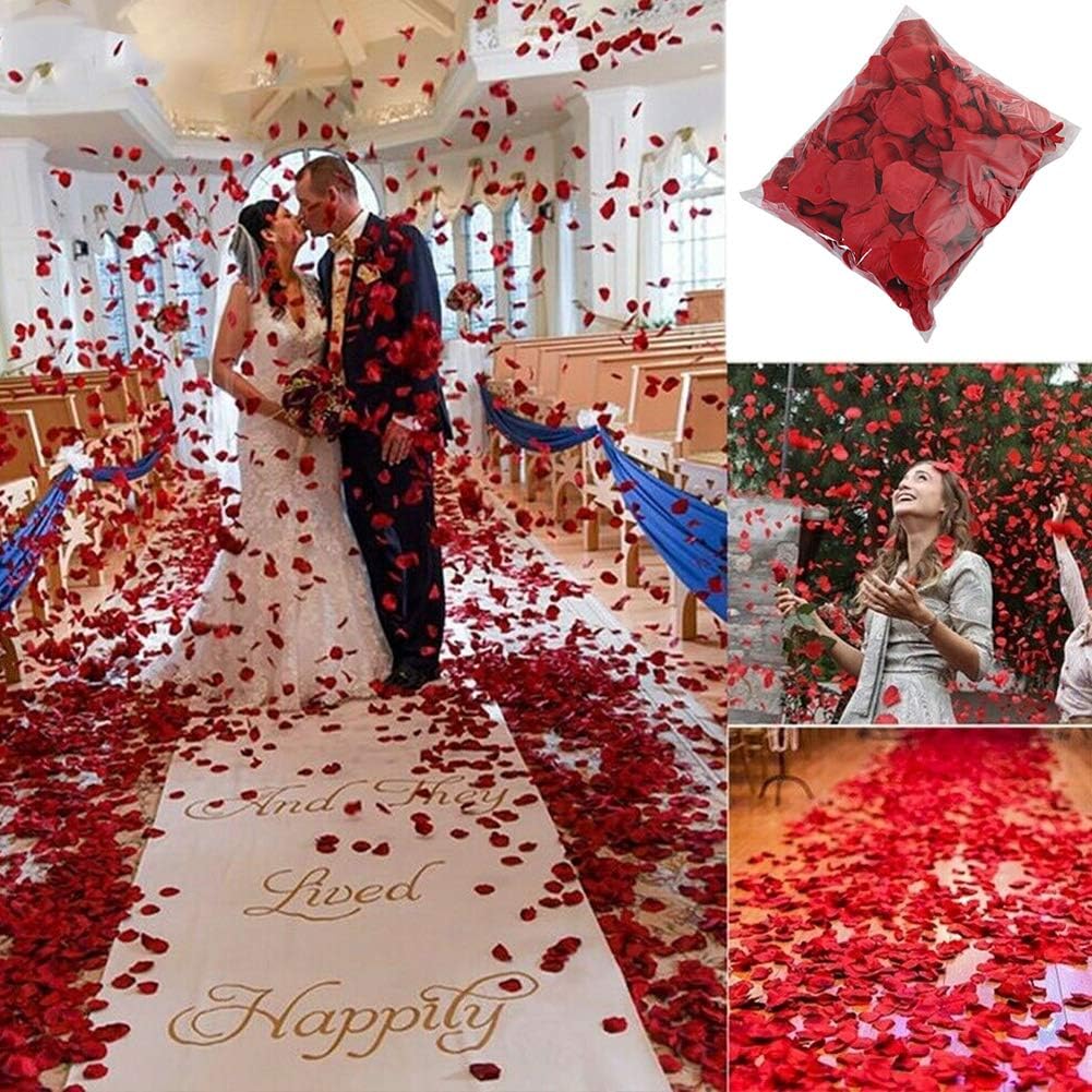 Erthree 5000Pcs Artificial Petals for Wedding,Simulation Rose Petals,Fake Petals,Non-Woven Fabric Petals for Wedding Party Decoration(Red)