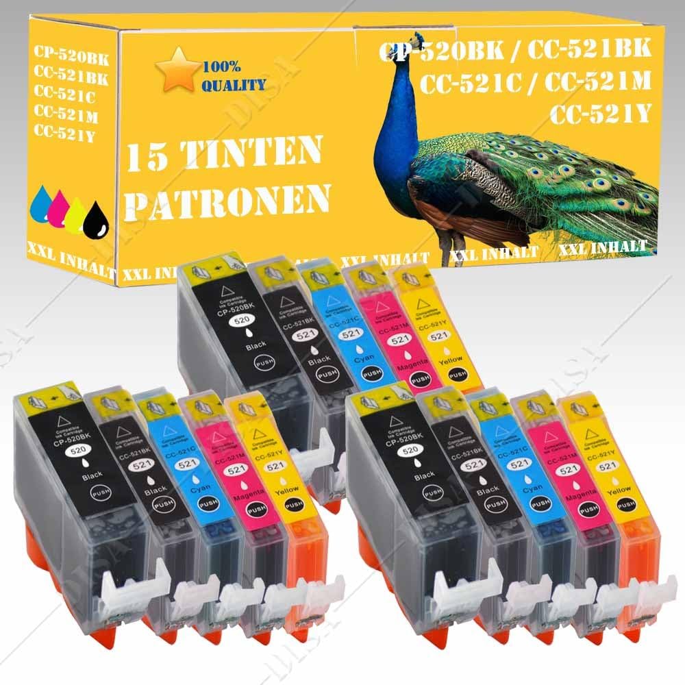 15 Compatible Printer Cartridges for Canon Pixma MP 628/MP 630/MP 640 PGI 520/CLI 521