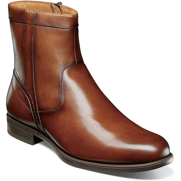 Florsheim Men’s Medfield Dark Brown Leather Plain Toe Zip Dress Boot 12 Florsheim Men main image 4