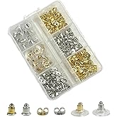 Mevodeata Earring Backs 6 Styles 170 Pcs, Hypoallergenic Metal, Bullet Shape Safety Earring Backs Replacements for Earring Studs Hoops