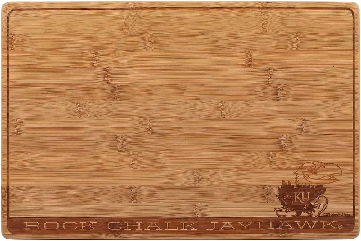 Open Road Brands University of Kansas Rock Chalk KU Jayhawk Bamboo Classic Cutting Board - an Officially Licensed Product Great Addition to Add What You Love to Your Home/Garage Decor
