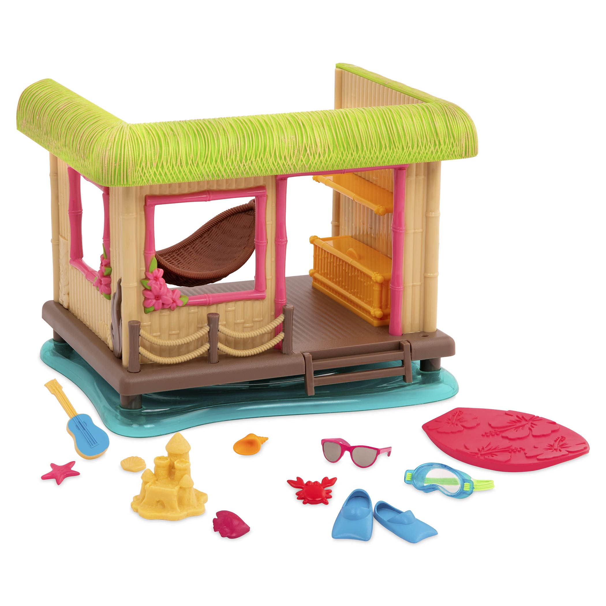Li'l Woodzeez – Tiki Hut Playset with Furniture & Accessories – Miniature Dollhouse Playset for Imaginative Play – Collectible Animal Figures – Kids Toys 3+ Years Small Playsets
