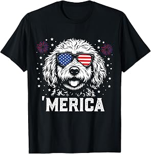 Patriotic Goldendoodle Merica 4th of July Dog Lover T-Shirt