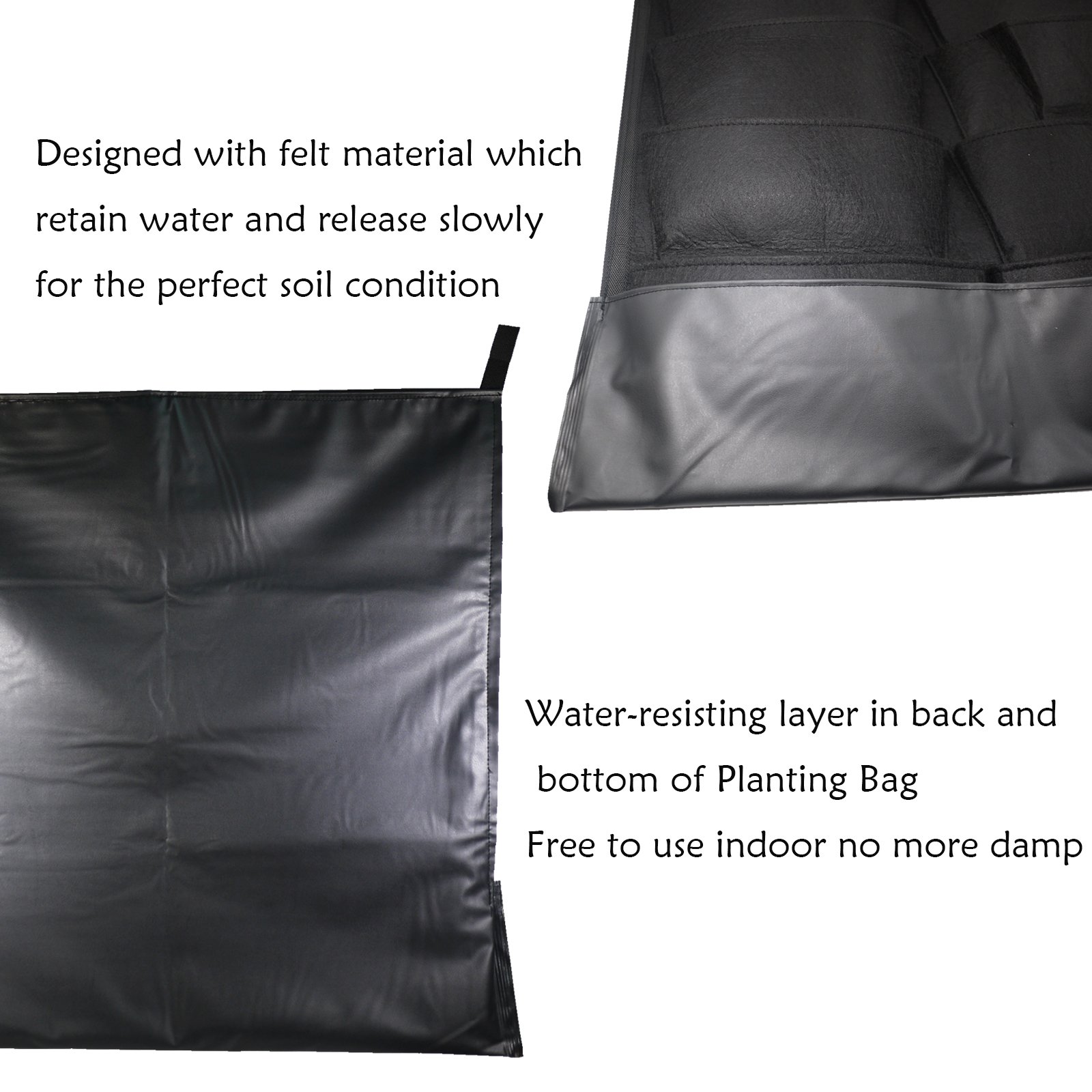 KORAM 8-Pocket Garden Hanging Planter Bag Waterproof Vertical Indoor/Outdoor Living Wall Balcony Plant Grow Pouch 8 pieces of Free Root Wrappers Included