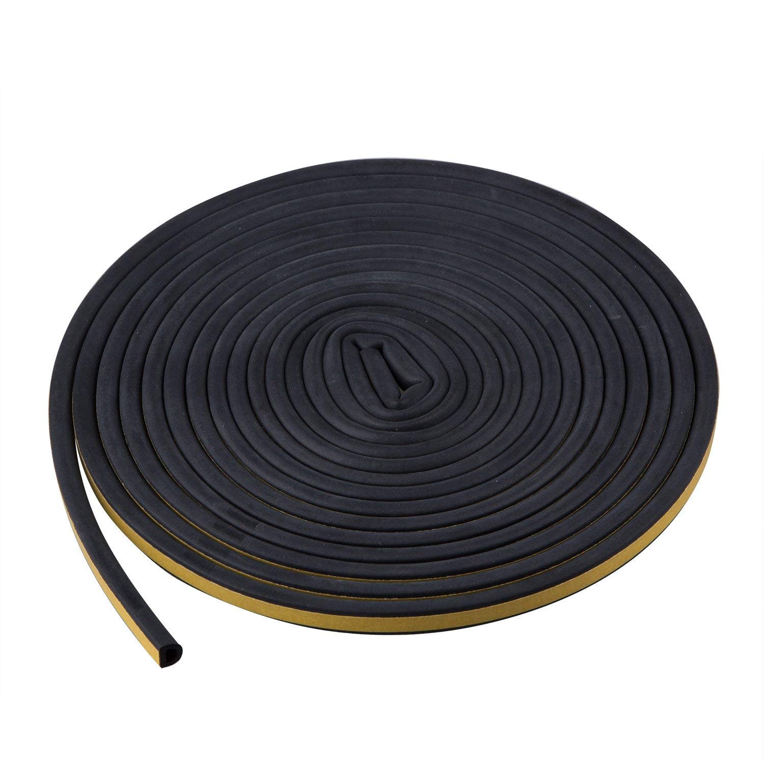 TRIXES Draught Excluder Door Insulation Strip - 5-Meter Black Rubber Seal - Self Adhesive Window Sealing Strip for Door and Window Excluder - D Shaped