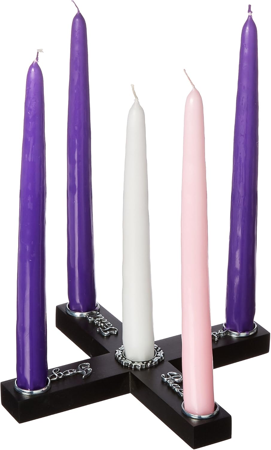 Cathedral Art Joy Faith Hope Peace Wood Cross Advent Candleholder Wreath