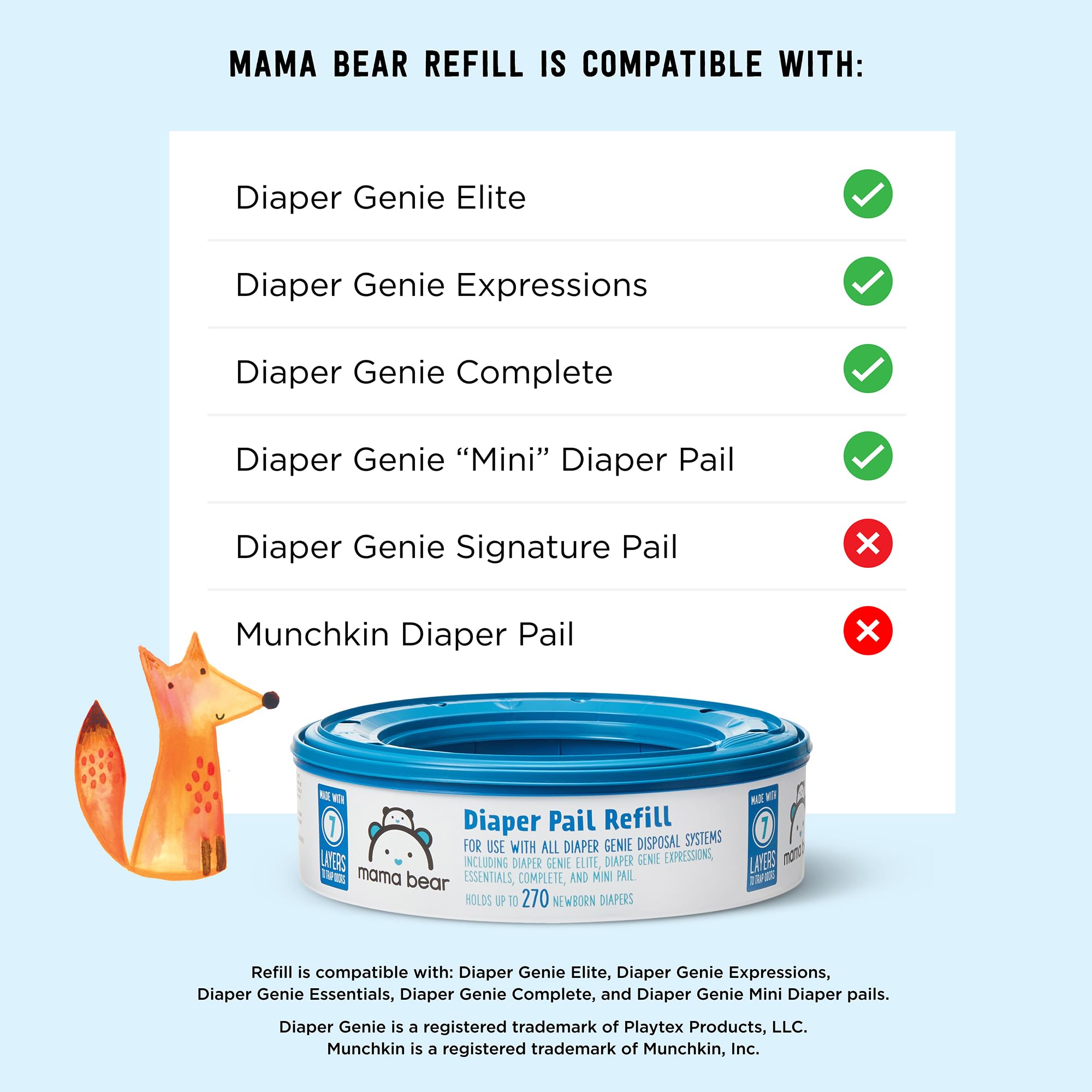 Amazon Brand Mama Bear Diaper Pail Refills for Genie Pails, 2160