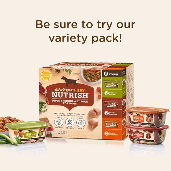 NUTRISH WET DOG FOOD TUBS, BEEF STROGANWOOF RECIPE, 8 OUNCE TUB (PACK OF 8) (RACHAEL RAY)