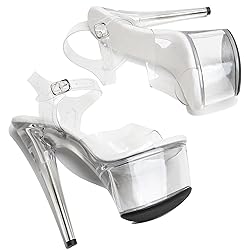 WUXIN H&P 7 Inch Clear Ankle-Strap Sexy Women's