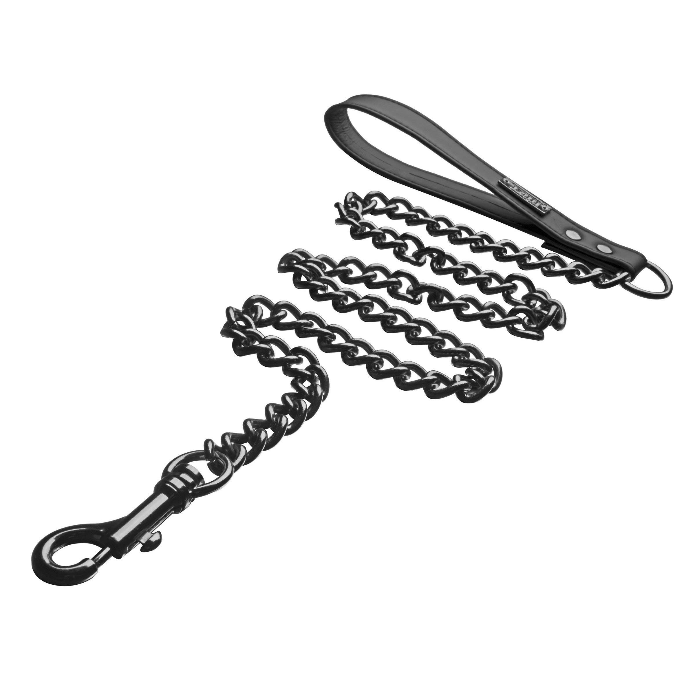 Tom of Finland Grey Neoprene Gun Metal Chain Leash