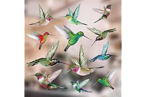 STICKERS4 12-Pack Hummingbird Window Clings - Lifelike, Colourful Window Decals to Prevent Bird Strikes -Double-Sided for Bird Window Strike Prevention - Stop Birds from Hitting Windows