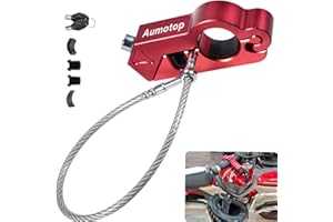 Aumotop Motorcycle Lock Motorcycle Brake Lock & Helmet Lock Anti-Theft Grip Lock Combo for All Motorcycle Bike ATV Scooter with Handlebar Diameters Within 1.3-1.5 Inches (Red)