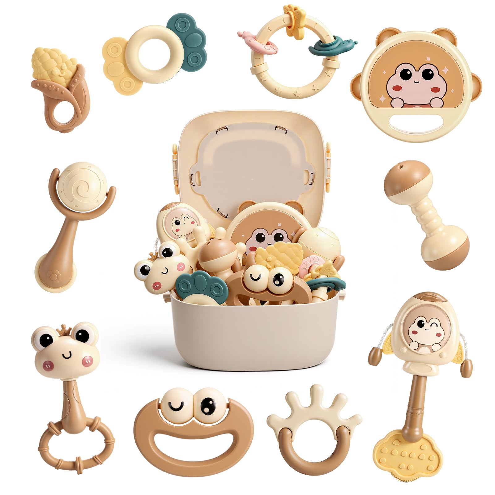 Wootoyz Baby Toys for 0 3 6 9 12 Months Rattle Toys with Storage Box,Newborn Toys for 0-12 Months Infant Toys Wrist Socks Set 0-6 Months Baby Teething Sensory Toys for Babies 6-18 Months Newborn Gift