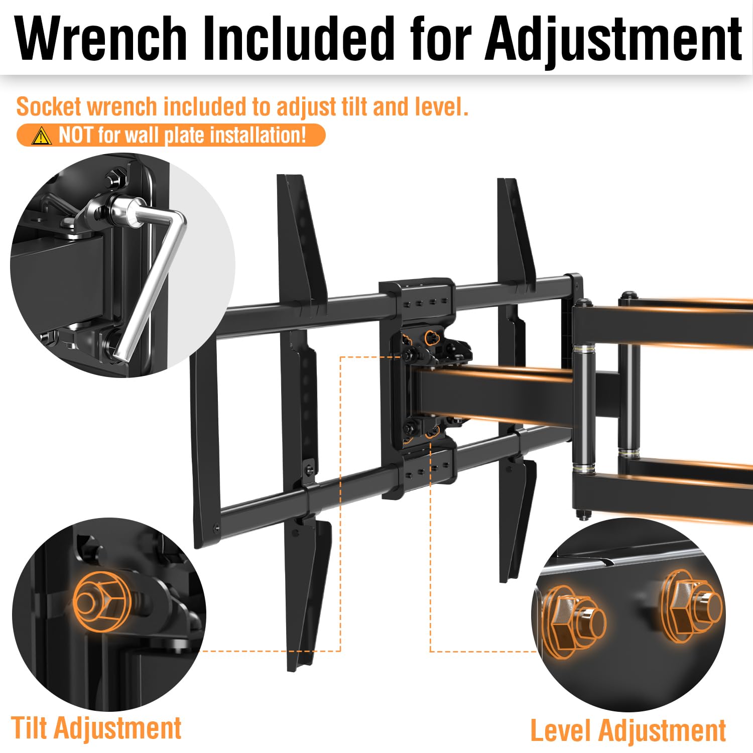 ELIVED TV Wall Mount for Most 37-82 Inch OLED QLED TVs, 8 Ball Bearings Smooth Swivel Extend for Ultra Slim Screens, Full Motion Wall Mount TV Bracket Max VESA 600x400mm, 100 lbs. Fits 16