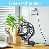VersionTech Hand Held Fan Portable USB Rechargeable 3 Speeds Black view 7