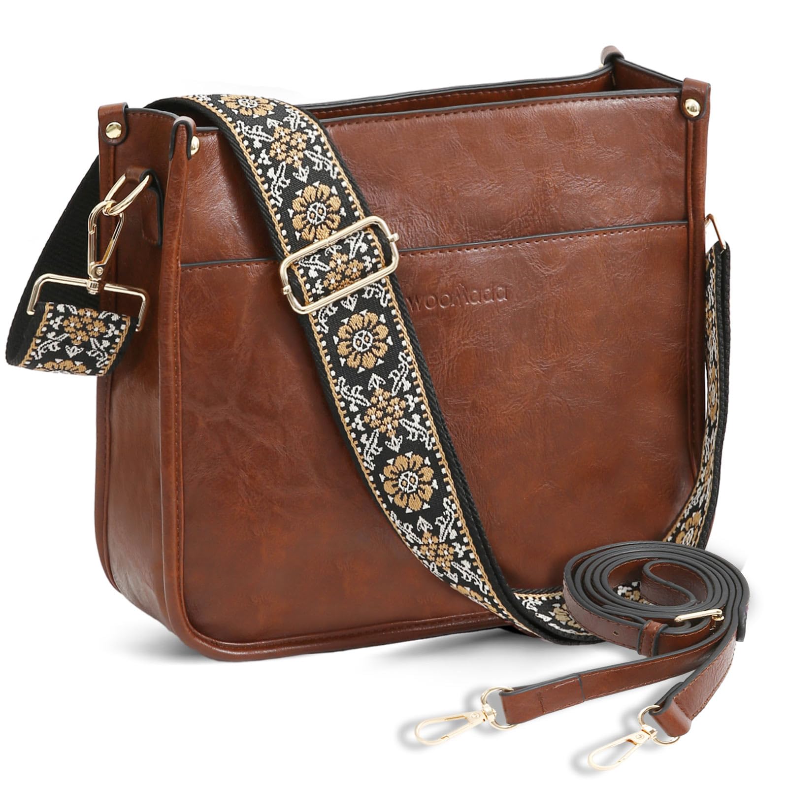 Photo 1 of WOOMADA Crossbody Bags for Women Vegan Leather Hobo Handbag Trendy Shoulder Bag with 2 Adjustable Strap(1pc-saddlebrown)