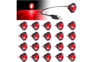 TMH 3/4 Inch Mini Red Light 3 LED with Connector Plug Clearance Markers Side Marker Indicator Lights Mini Round Front Rear with Grommet for Truck Trailer Lorry Bus 12V DC (Pack of 20)