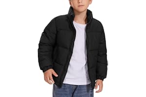 Flygo Boys Girls Puffer Jacket Kids Winter Coat Water-Resistant Warm Colorblock Quilted Bubble Puffy Jackets Coats