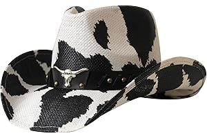 Wildarms Western Cowboy Hat for Women Wide Brim Woven Cowboy Hat Cowgirl Sun Beach Hat for Party