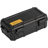 Cigar Caddy 3240 Matte Black Travel Cigar Humidor Case with Airtight Seal | Waterproof Cigar Holder with Humidifier Disc, Holds 10 Churchill Cigars