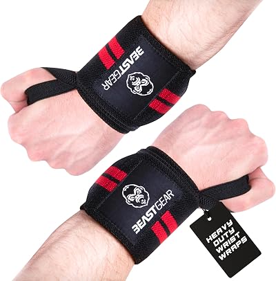 Beast Gear Weight Lifting Wrist Wraps 20" Cotton Thumb Loop One Size Fits All