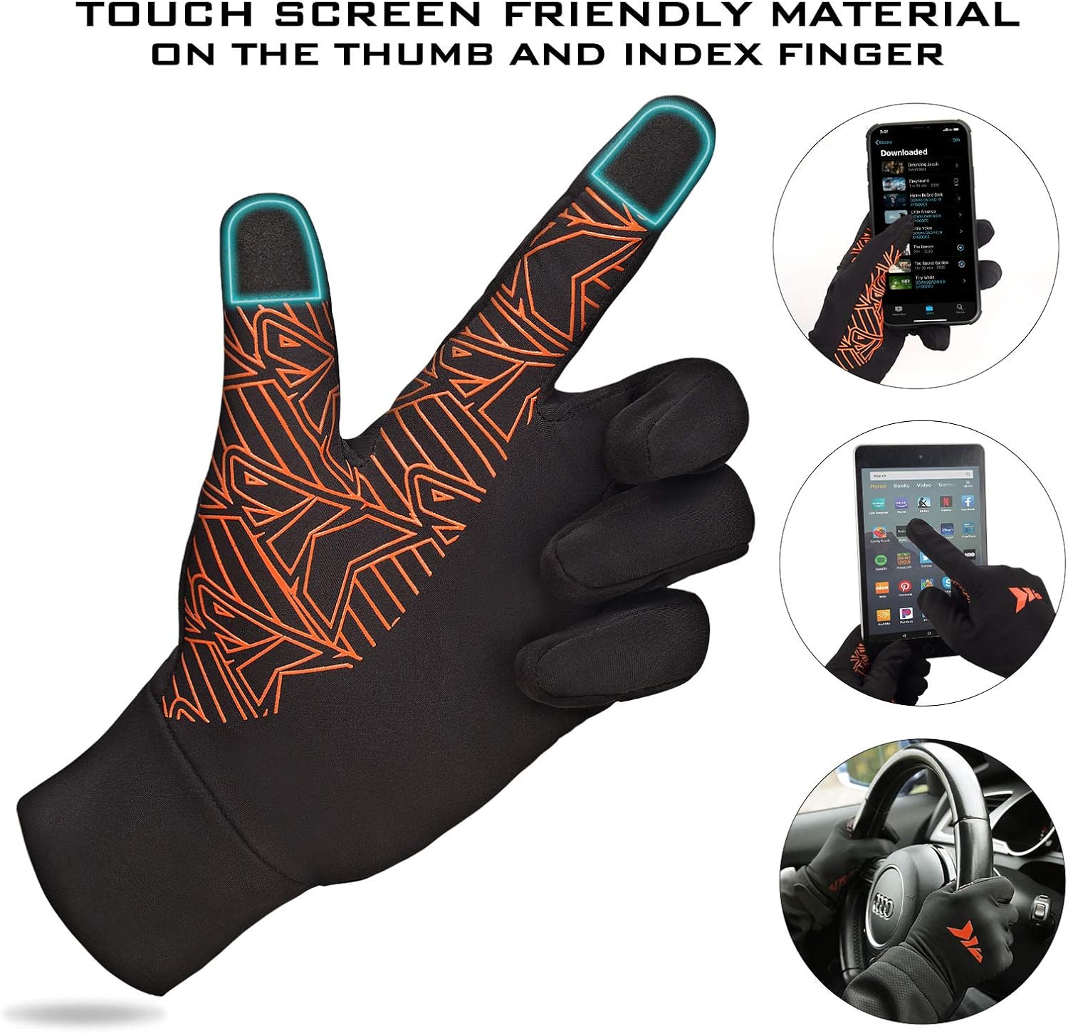 KastKing Morning Frost Liner Gloves – Thermal Touch Screen Running Glove Liners: Clothing