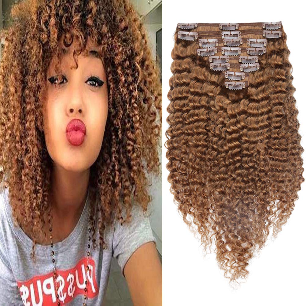 Amazon Com Afro Kinky Curly Clip In Human Hair Extensions For