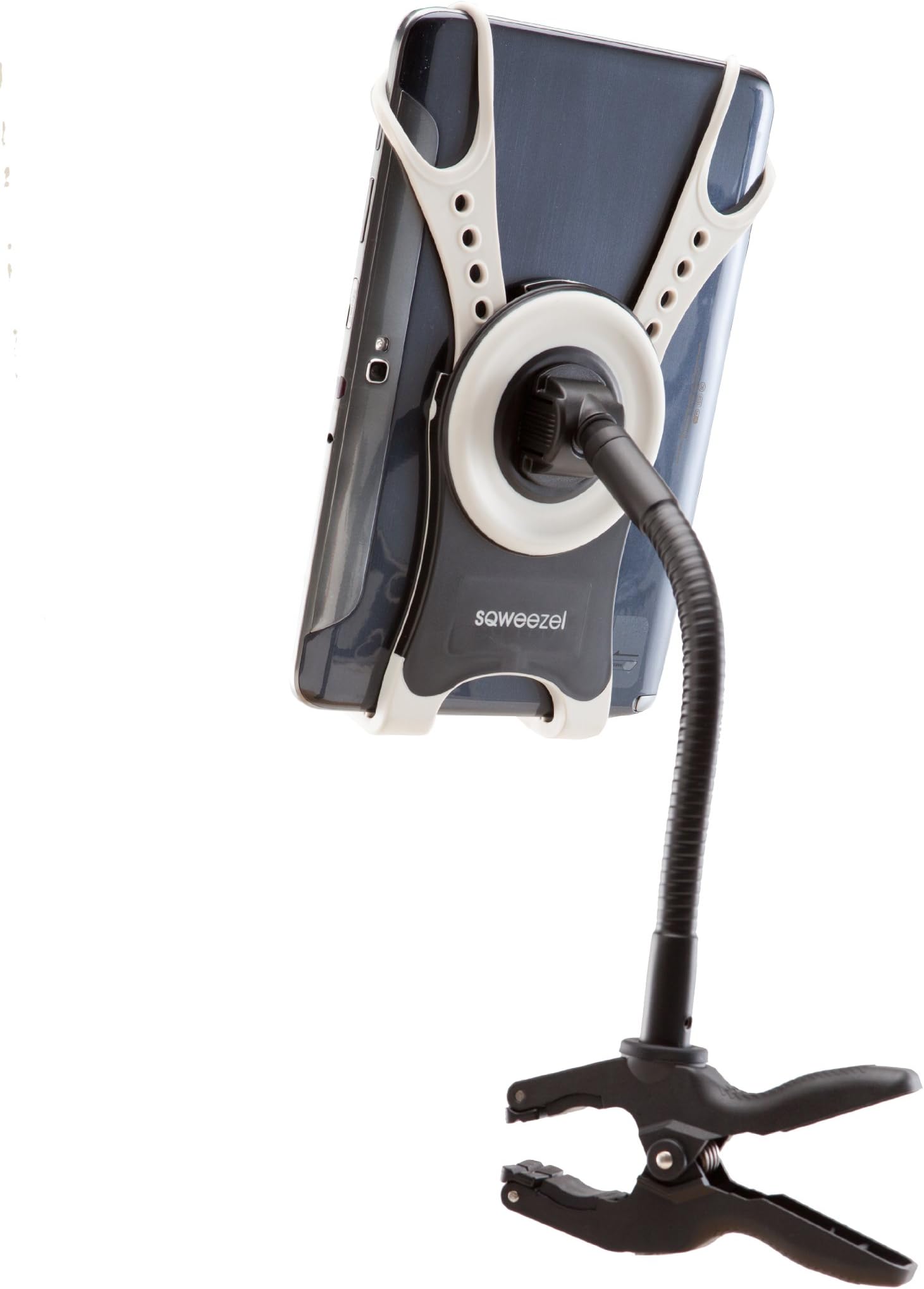 Universal Tablet Stand/ Holder/ Mount; quick connect quick release connection, 360 degree rotation, adjustable gooseneck, one size fits all holder, for iPad (all generations), Samsung Galaxy, Nexus, Windows Surface and many more.